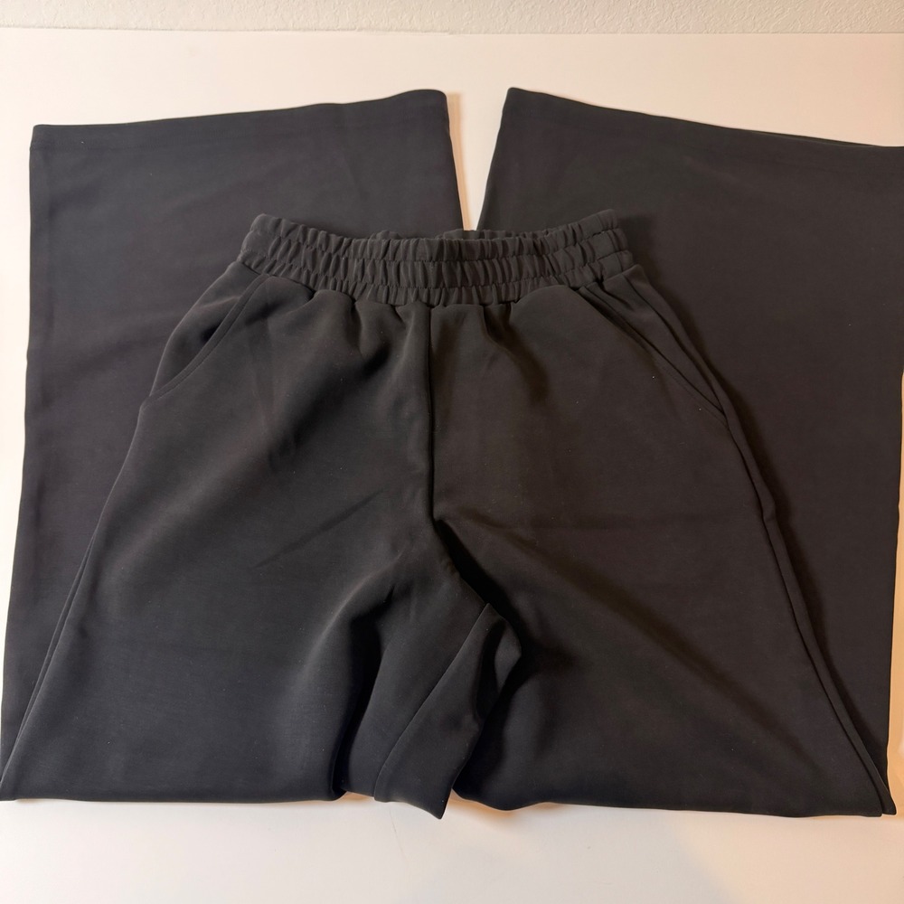 WeWoreWhat Pull On Wide Leg Heavy Ponte Pants Black XS